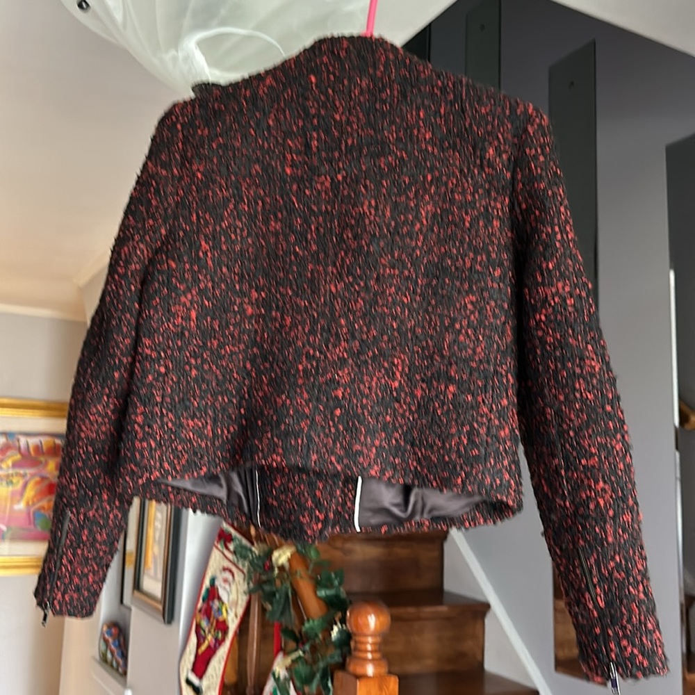 🎤🎉 Beautiful Banana Republic Burgundy & Black Tweed Cropped Jacket Sz 10P - Picture 3 of 11
